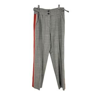 ME+EM Pants Black White Wool Plaid Checkered Side Striped Straight Ankle Size 4